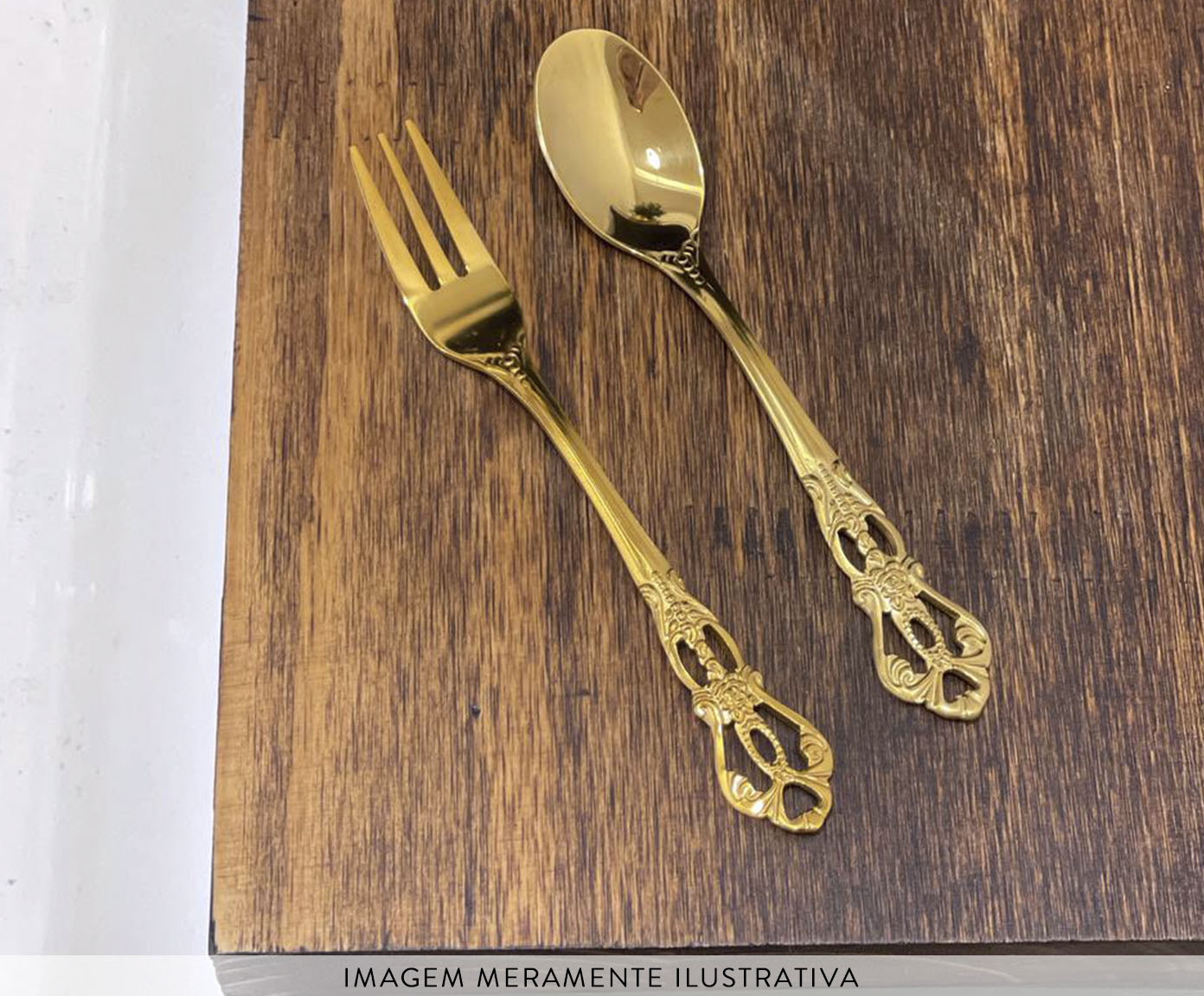 Par de Talheres para Sobremesa - Dourado image number 5