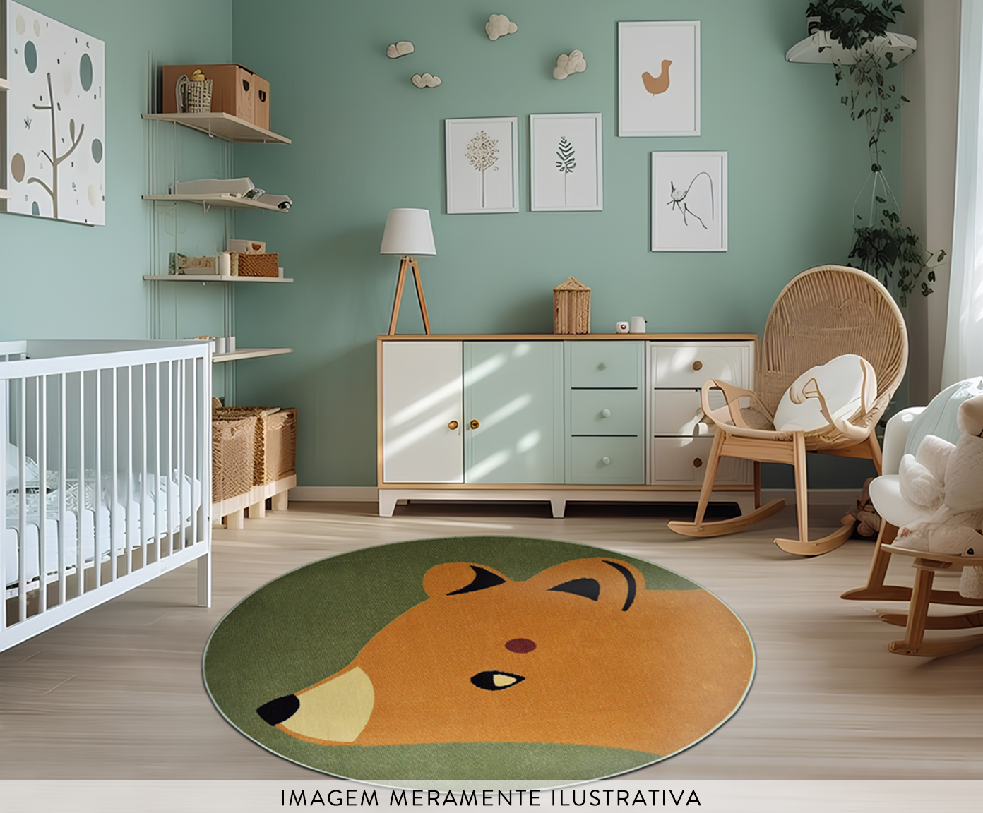Tapete Madagascar Bear Verde e Creme - image 1
