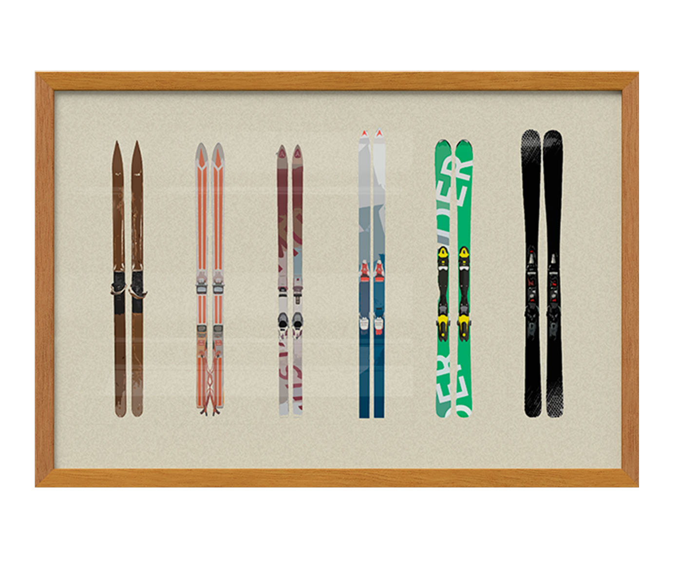 Quadro Skis com Moldura em Madeira - image 1
