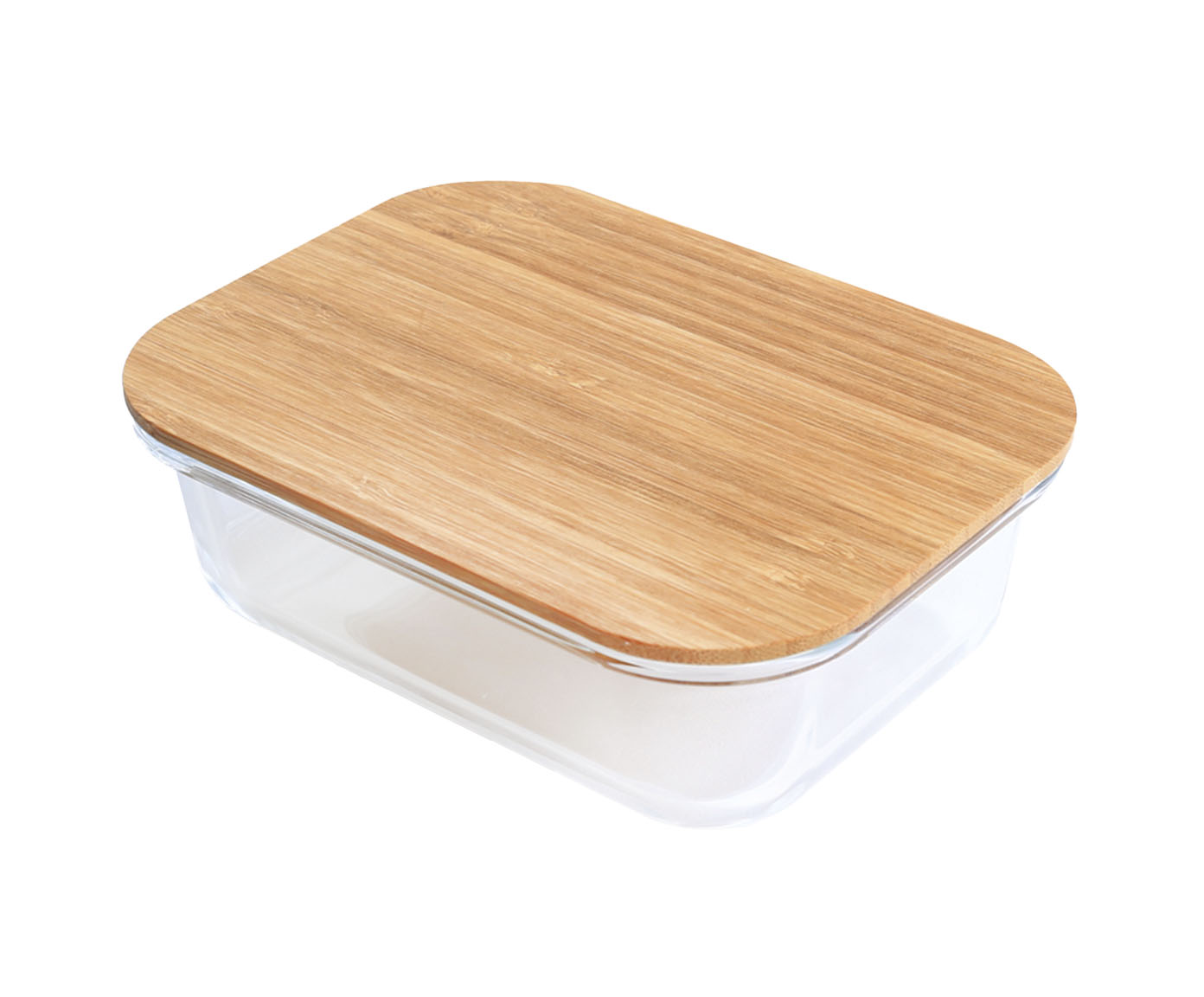 Pote Retangular Tampa Flat Bambu - 635ml - image 0