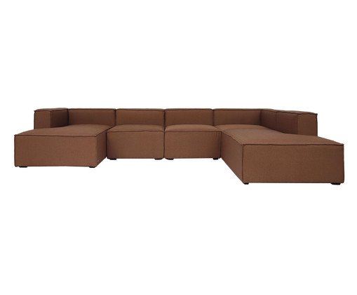 Sof&aacute; 5 M&oacute;dulos Chaise e Encosto Parcial Esquerdo Mensa Terracota image number 2