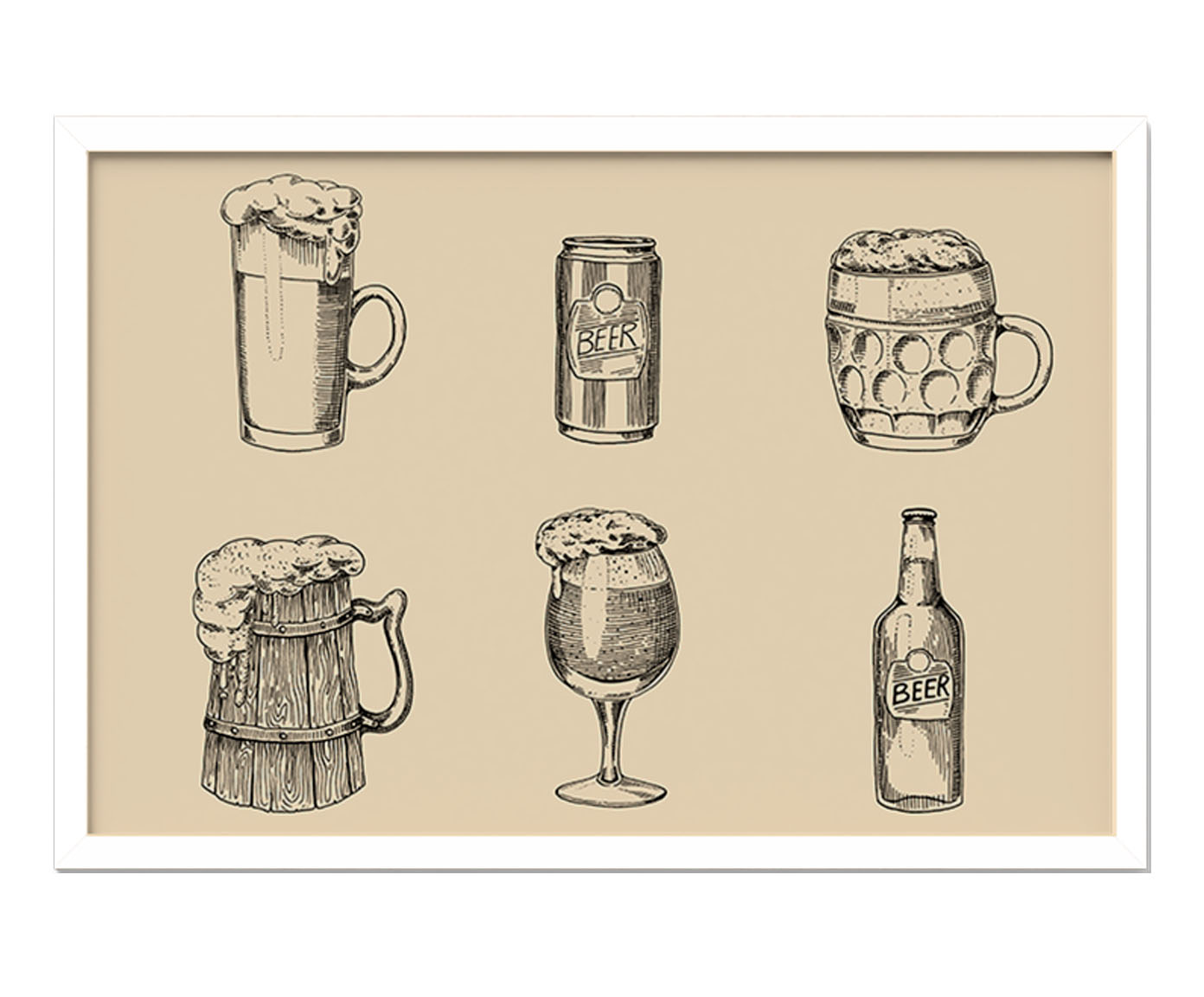 Quadro Cerveja com Moldura Branca - image 0
