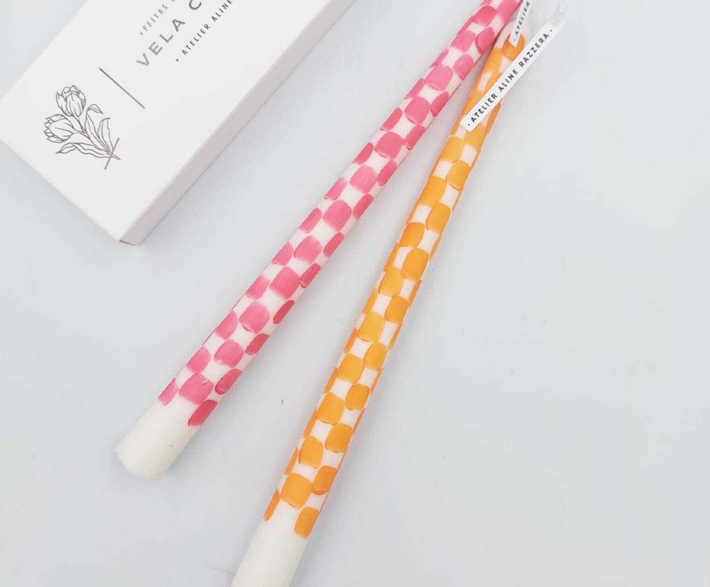 Velas para Casti&ccedil;al Checkboarder Laranja e Rosa - 2 pe&ccedil;as - image 1