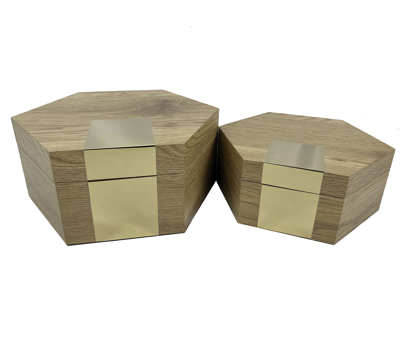 Jogo de Caixas Decorativas Apaza Natural e Dourado - image 0