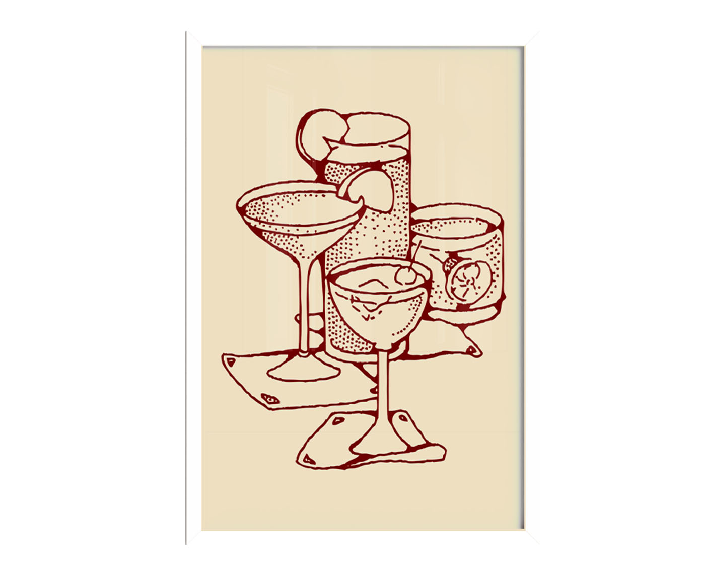 Quadro Cocktails com Moldura Branca - image 0