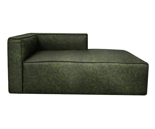 Sof&aacute; M&oacute;dulo Chaise Direito Mensa em Couro Verde image number 2