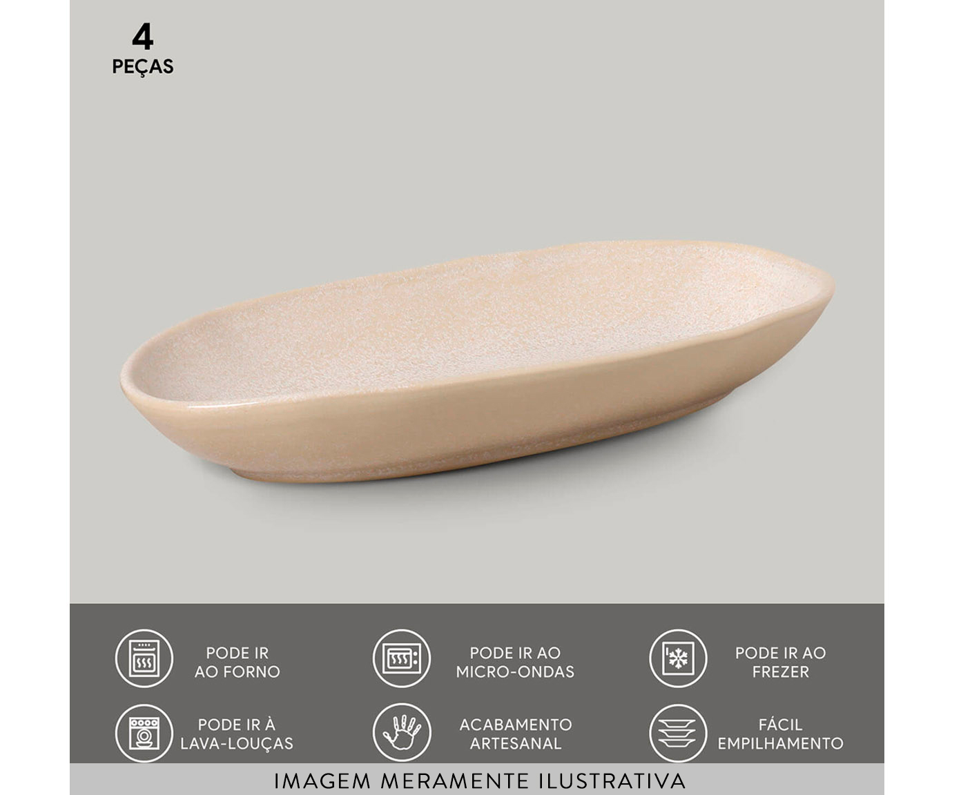Jogo de Travessas Oval Funda Org&acirc;nico Latte Cru image number 7