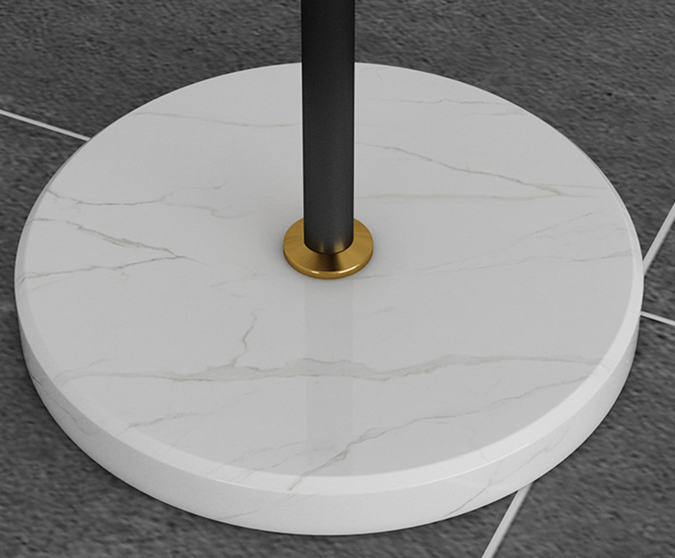 Lumin&aacute;ria de Piso com Mesa de Madeira Nice Preto e Dourado image number 3