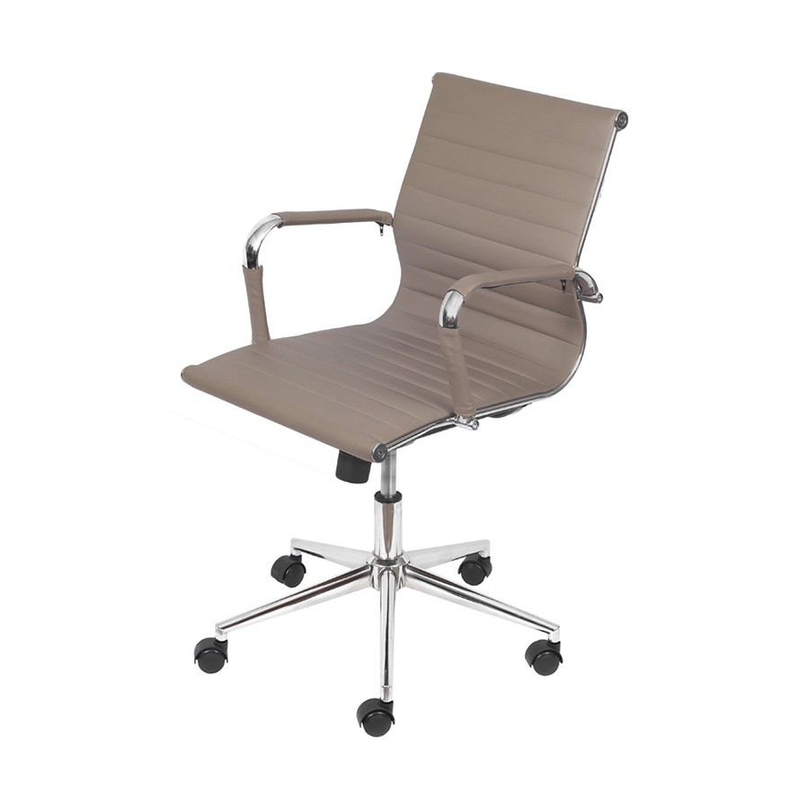 Cadeira Girat&oacute;ria com Rod&iacute;zios Office Eames Esteirinha Bege - image 0