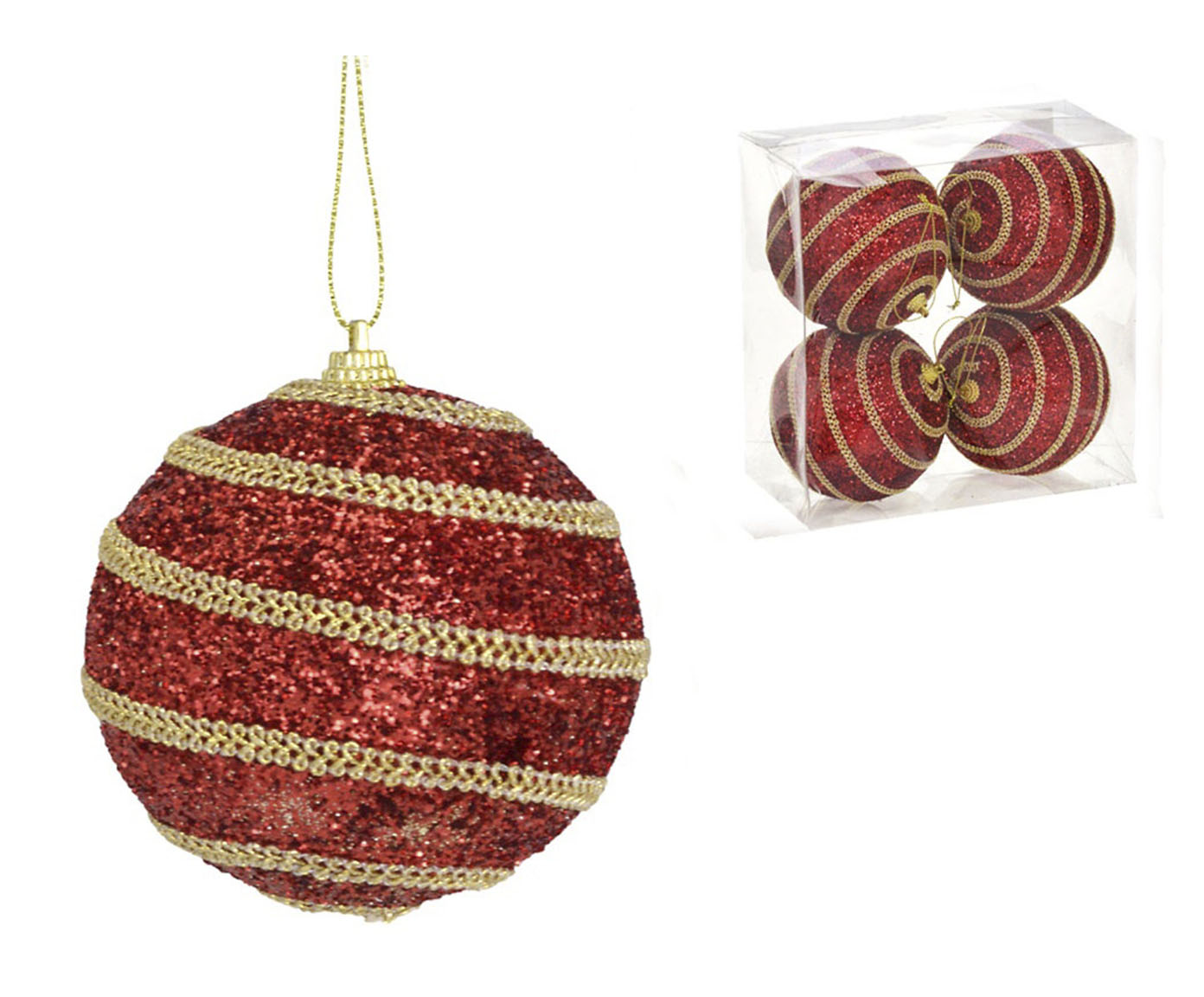Enfeite para Pendurar Bola Natalina Vermelho e Dourado - image 0