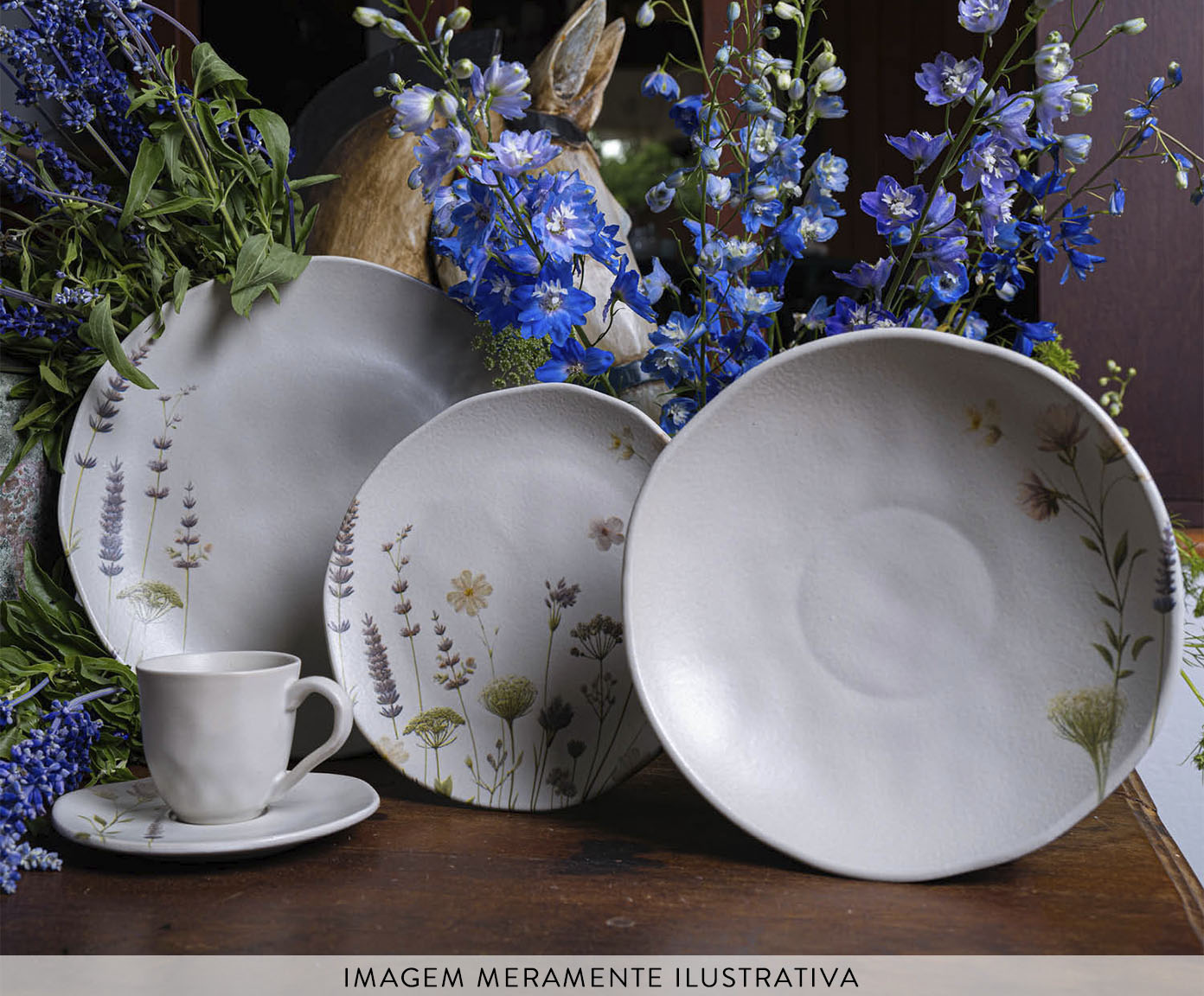 Jogo de Pratos para Sobremesa Org&acirc;nico Lavanda Floral image number 2