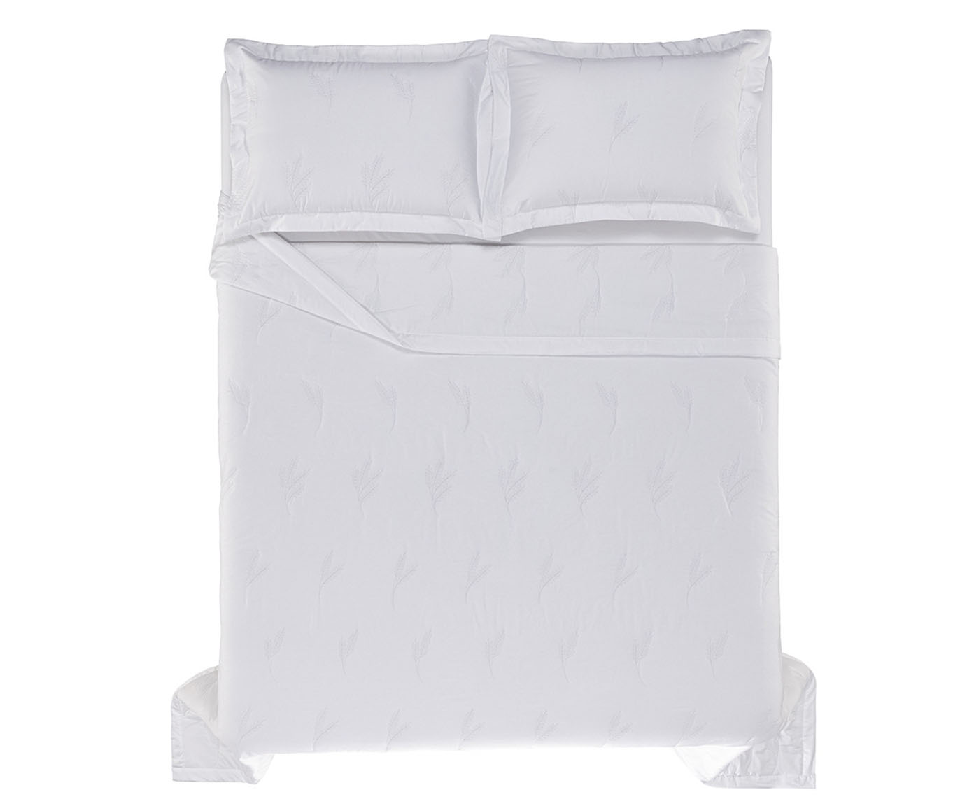 Jogo de Cobre-Leito Bordado Palma Branco 300 Fios - image 1