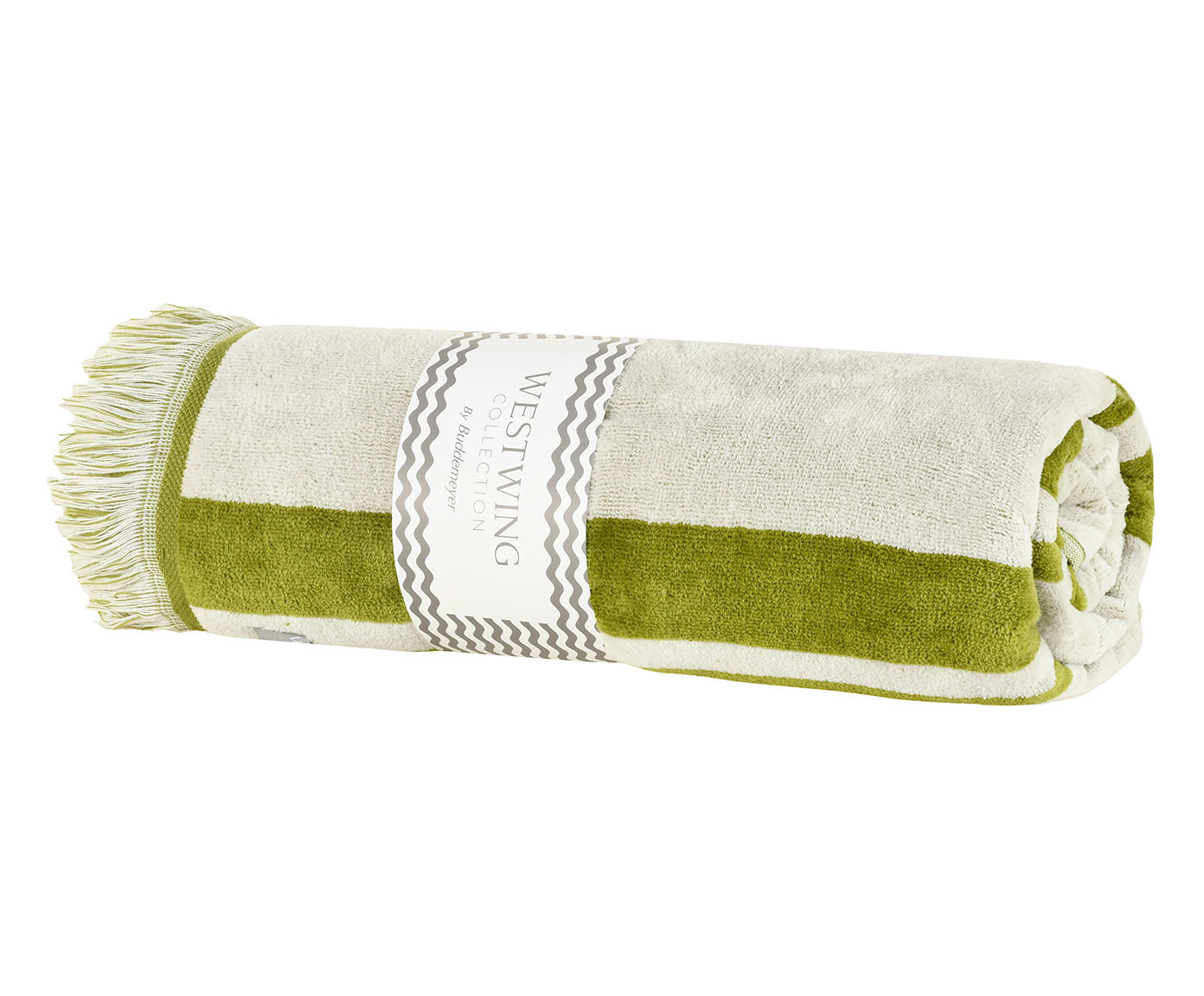 Toalha de Praia com Franja Amalfi Verde e Off-White image number 6