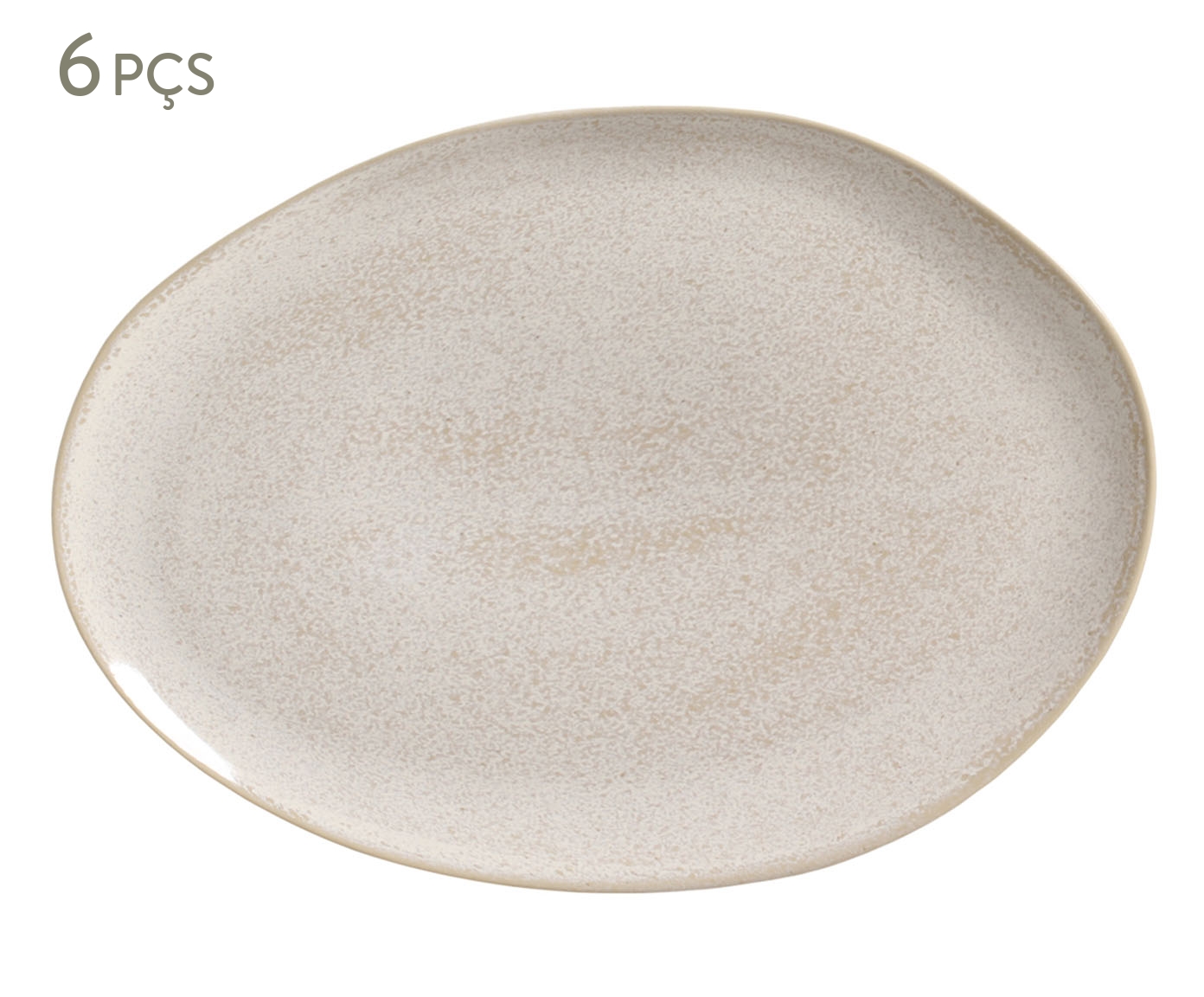 Jogo de Pratos para Sobremesa Oval Org&acirc;nico Latte Cru - image 0