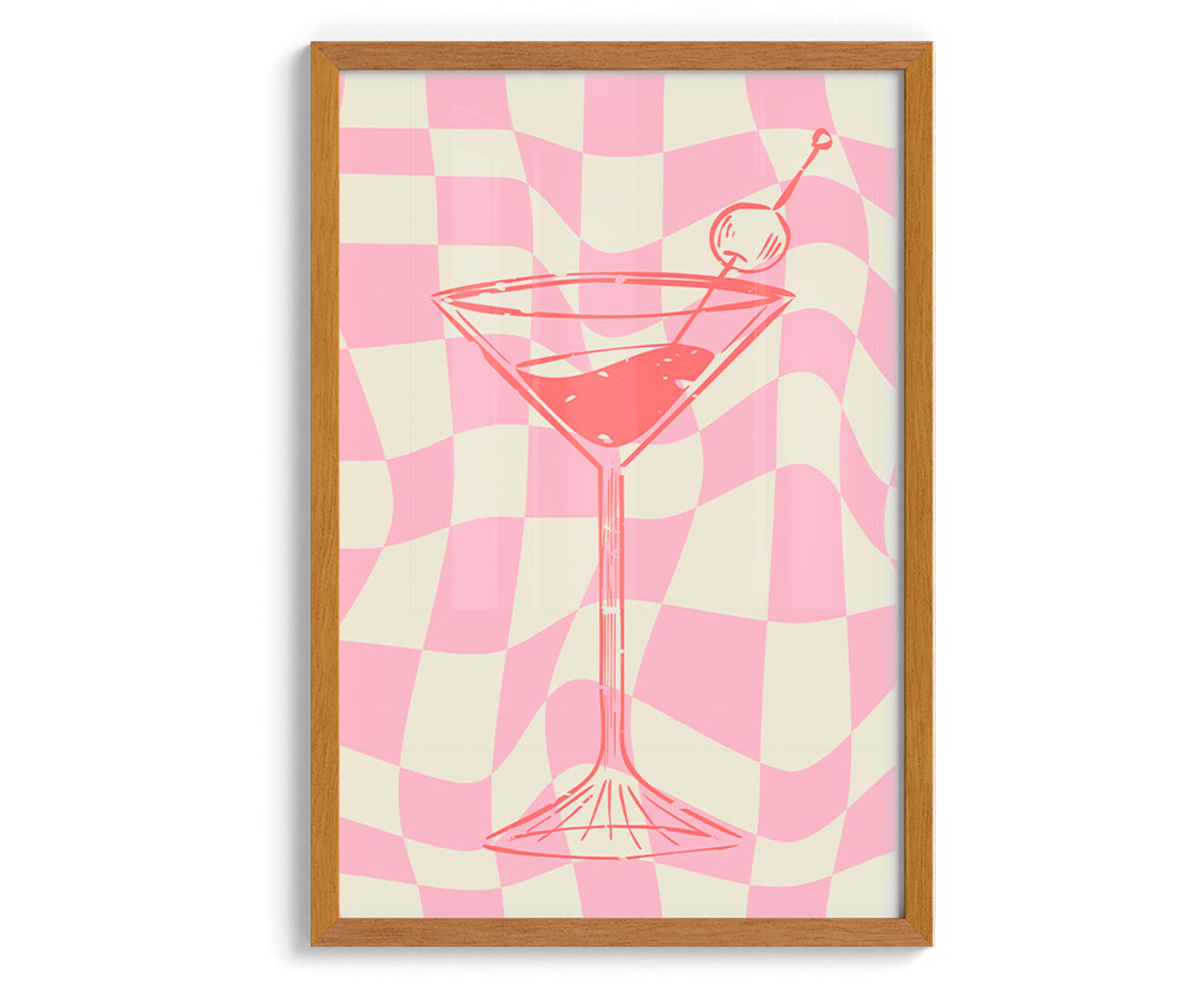 Quadro Dry Martini Pink com Moldura em Madeira - image 1
