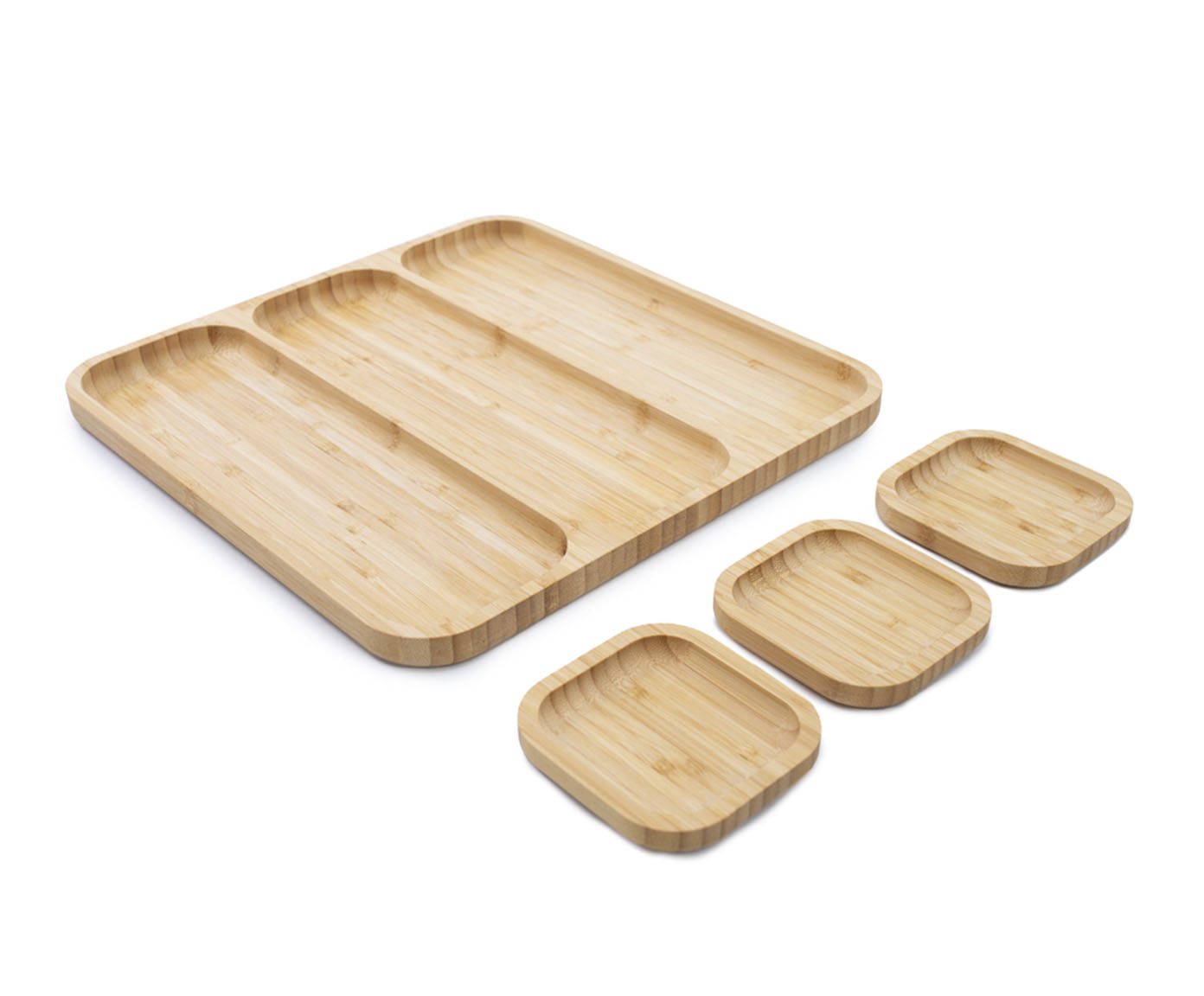 Petisqueira em Bambu com 03 Mini Bowls Natural - image 1