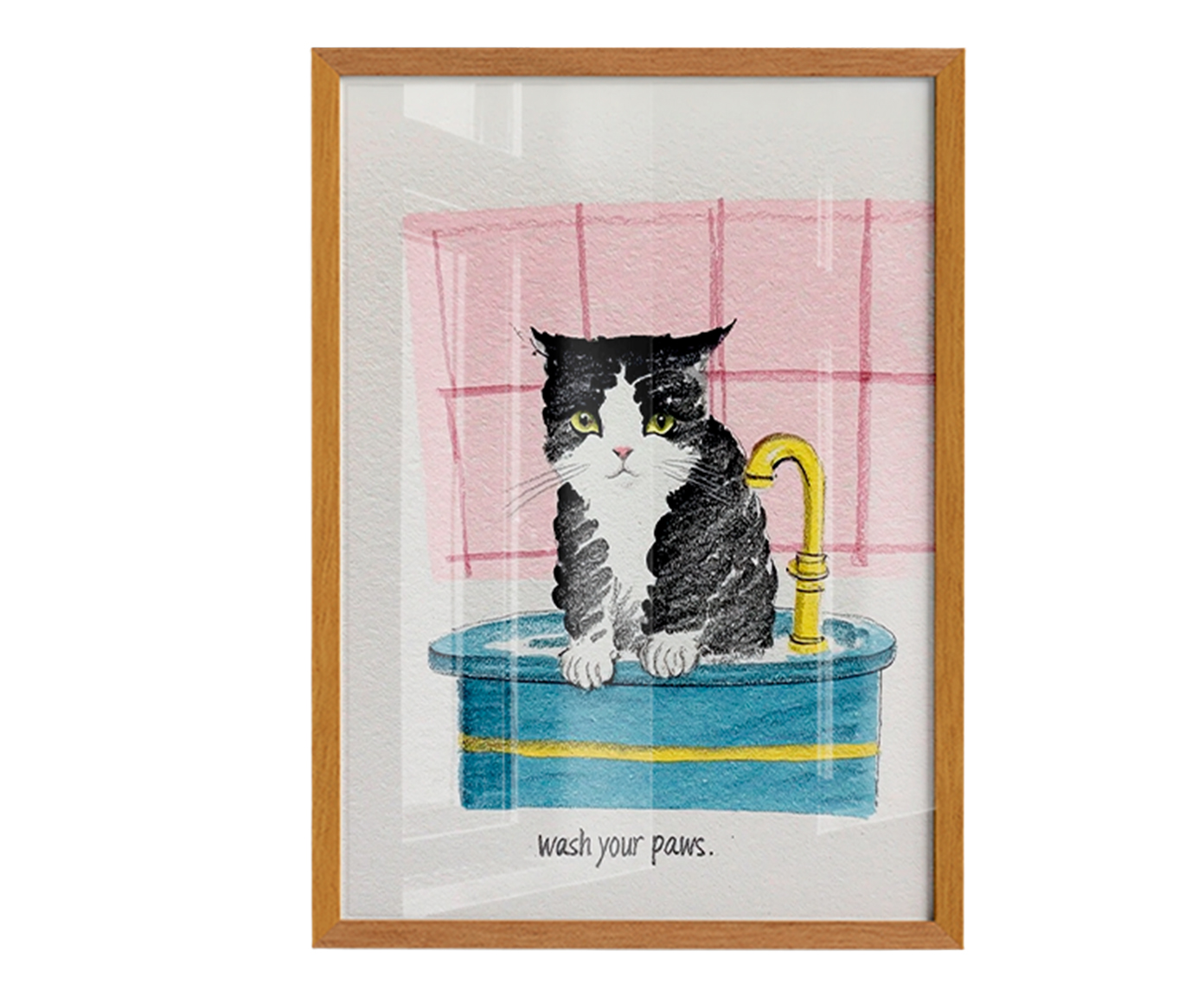 Quadro Wash Your Pawscom Moldura Marrom - image 1