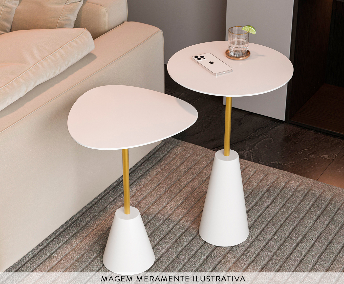 Conjunto Mesa de Canto Napoli Branca image number 2