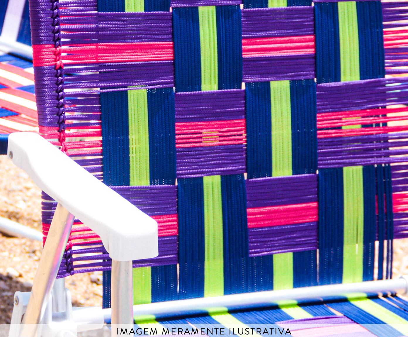 Cadeira de Praia Custom Faixas Azul Verde e Rosa image number 5
