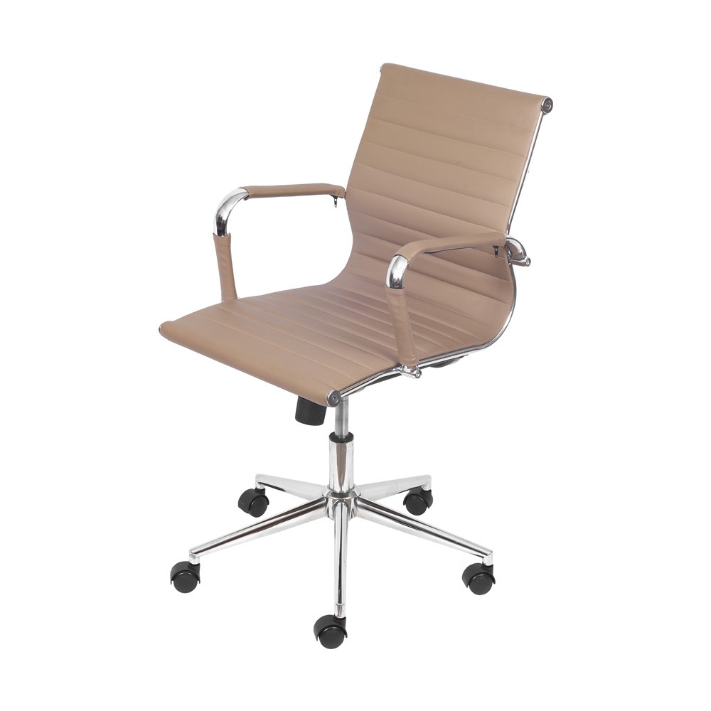 Cadeira Girat&oacute;ria com Rod&iacute;zios Office Eames Esteirinha Caramelo - image 0