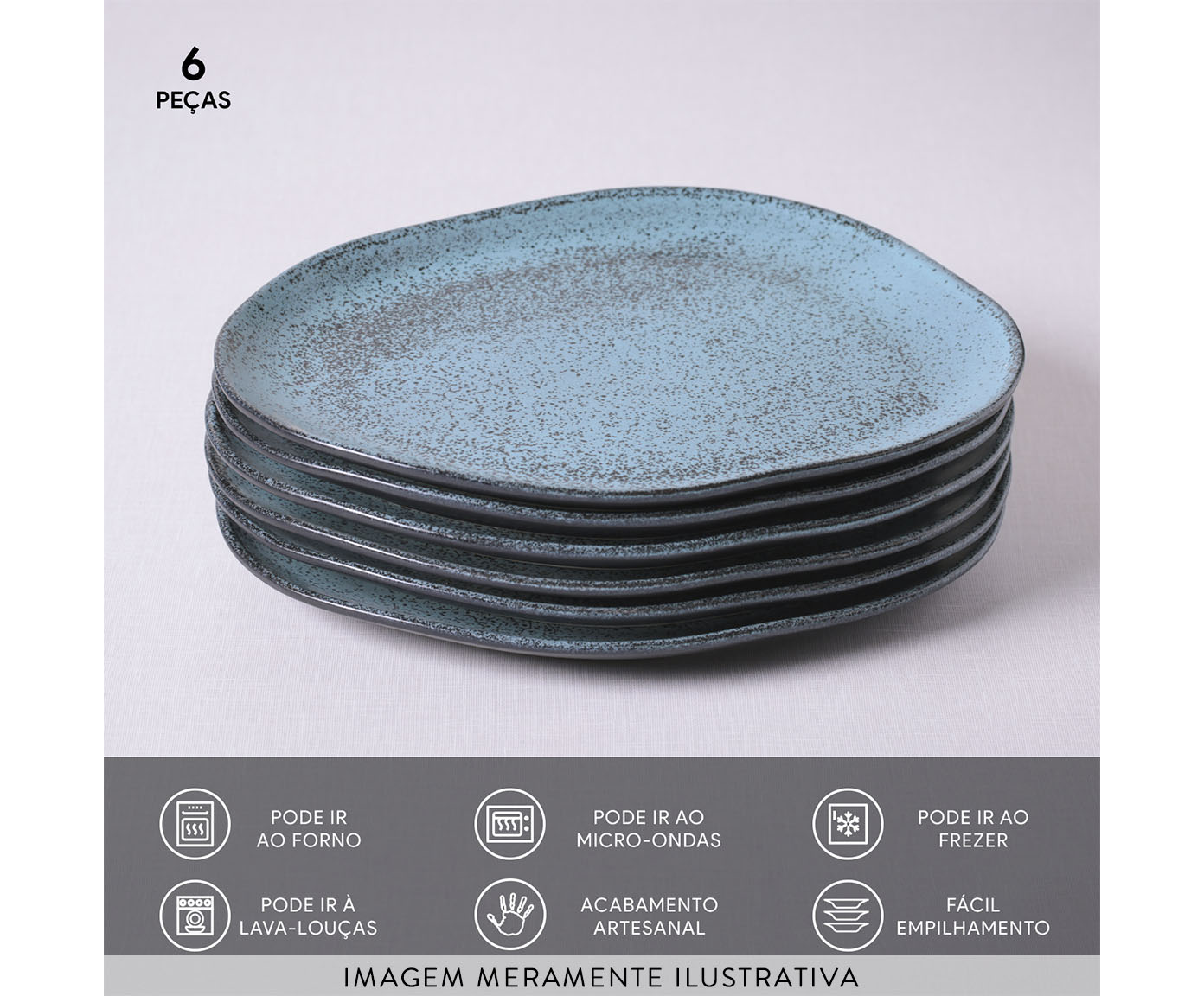 Jogo de Pratos Raso Org&acirc;nico Night Sky Azul image number 3