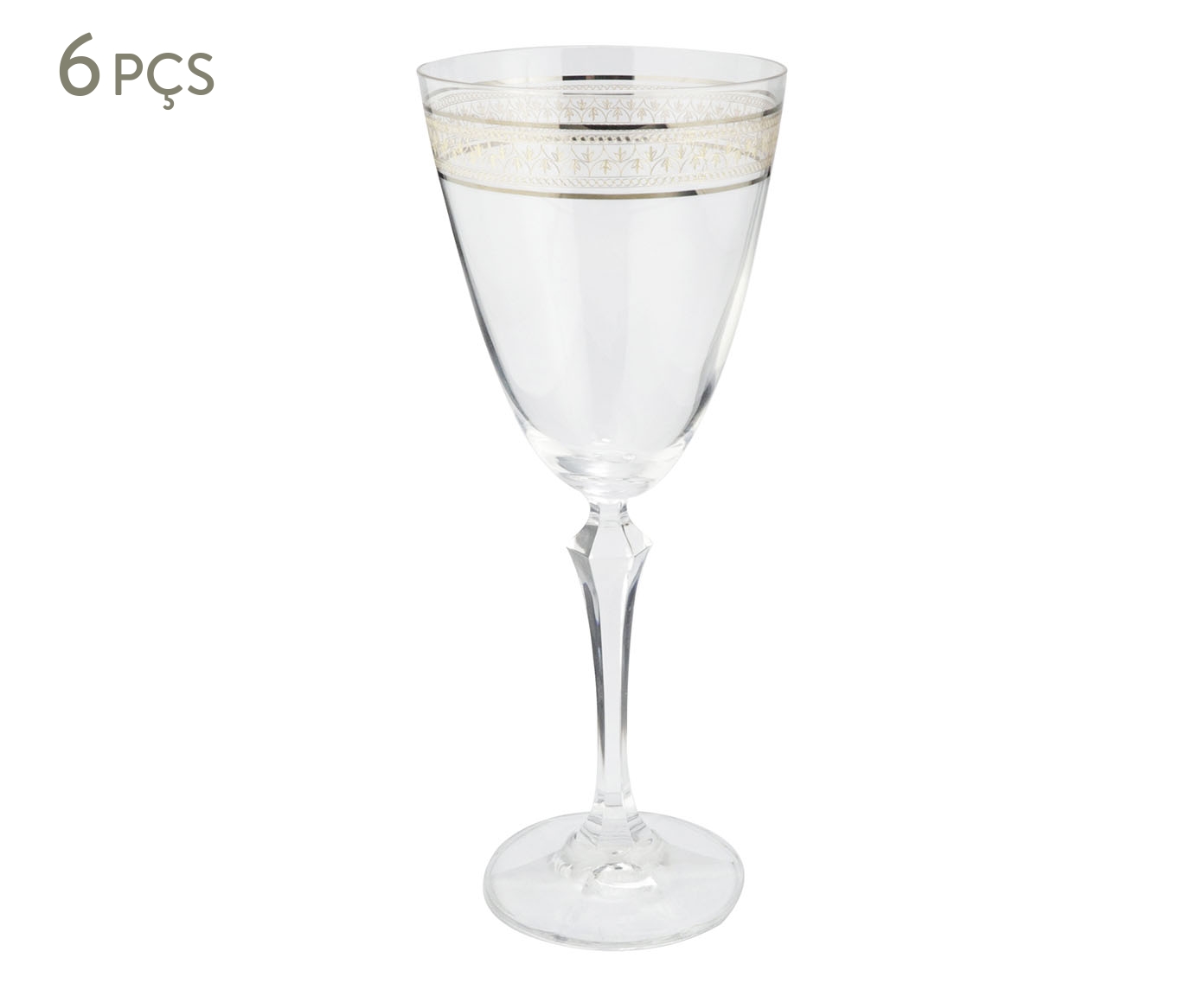 Jogo de Ta&ccedil;as para &Aacute;gua em Cristal Brocade Platinum Dourado - image 0