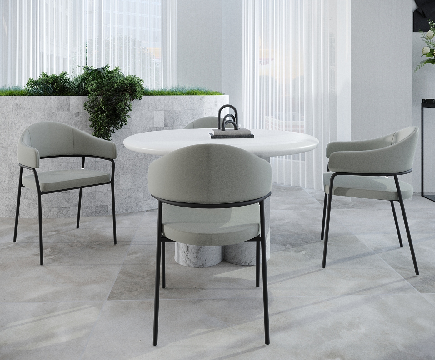 Cadeira de Jantar Olivia Tecido Off White image number 4