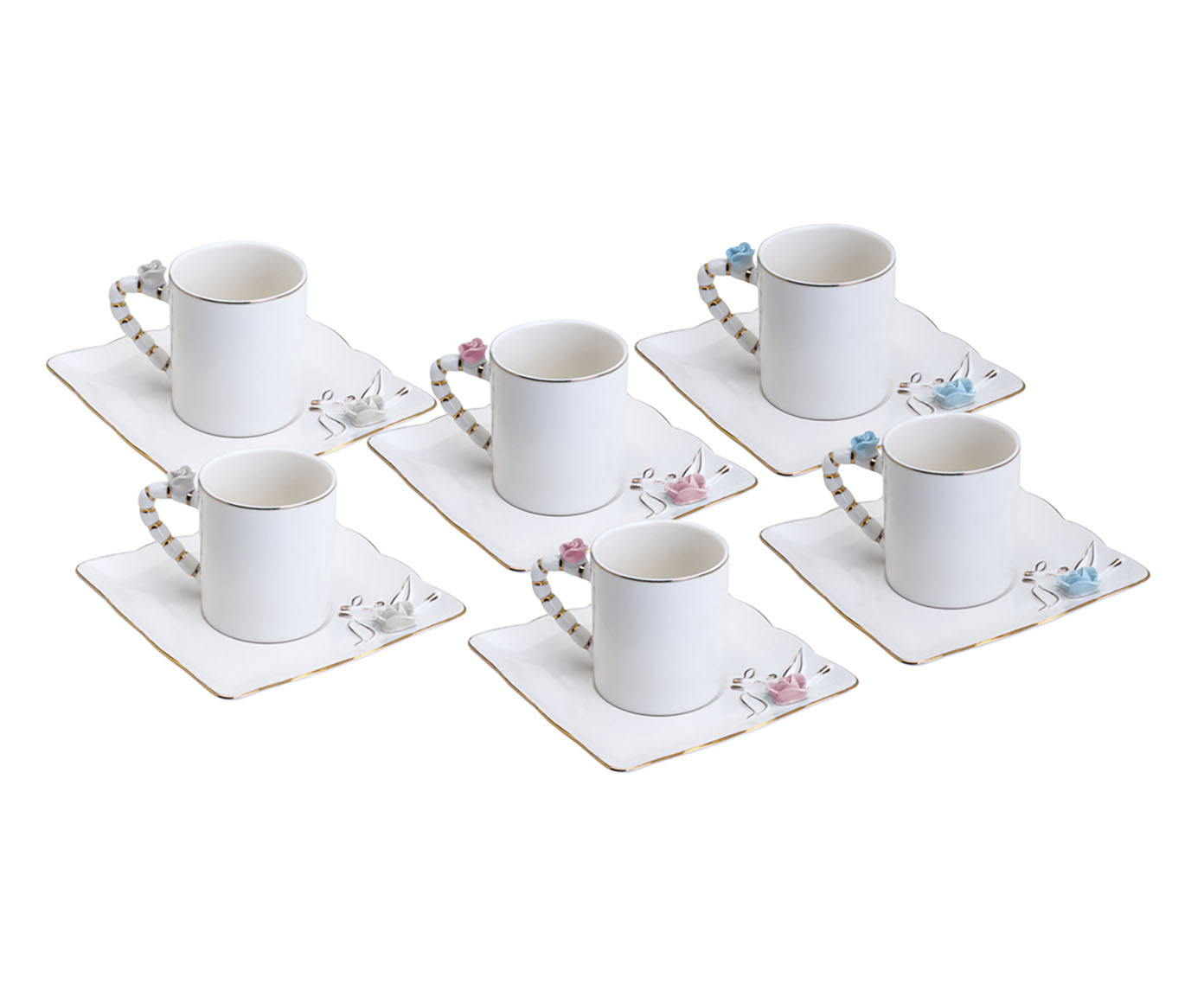 Jogo de X&iacute;caras para Caf&eacute; Flower Square Plate - image 0