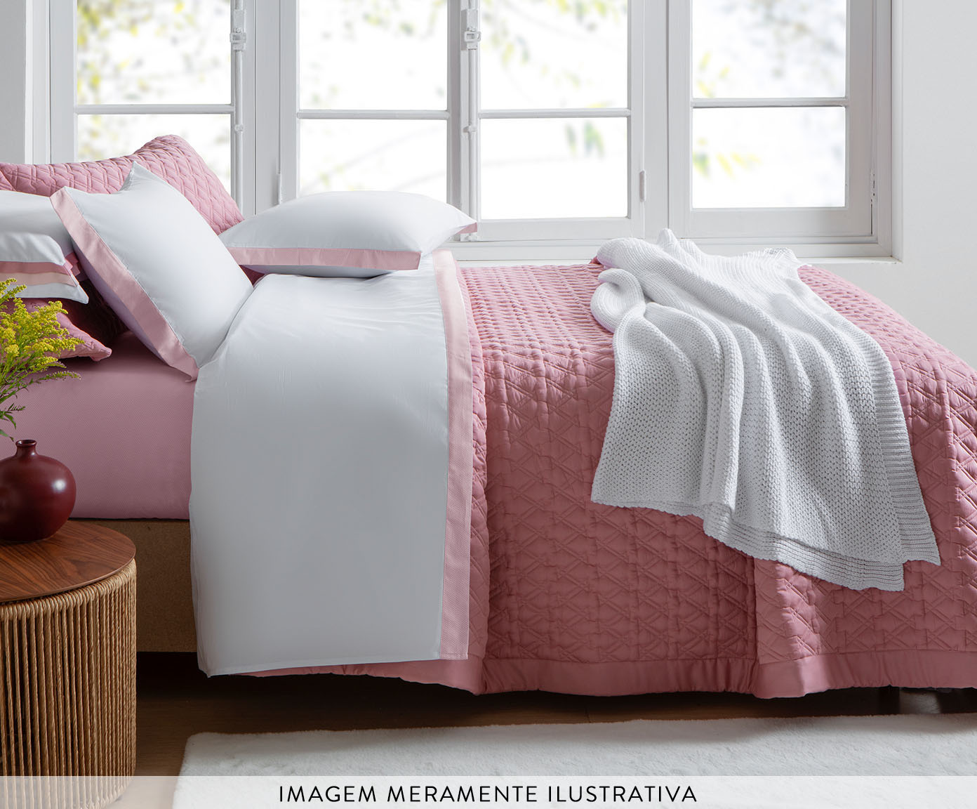 Fronha Acetinada Filetto Rosa 300 Fios - image 1