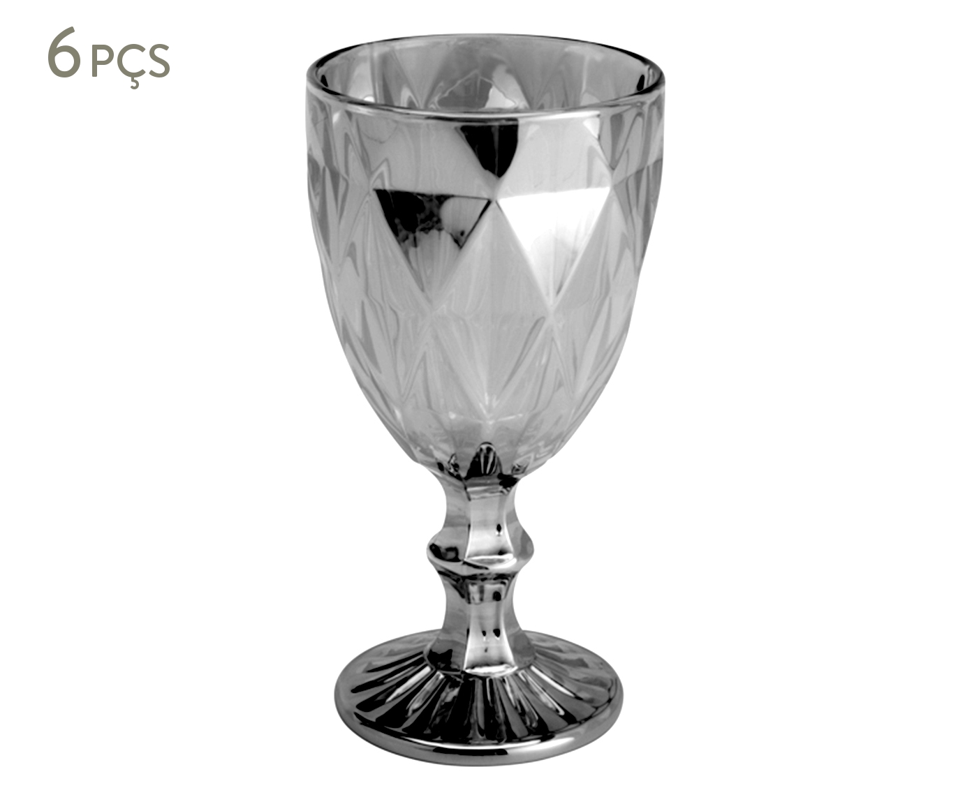Jogo de Ta&ccedil;as para &Aacute;gua Diamond Cinza Metalizado - image 0
