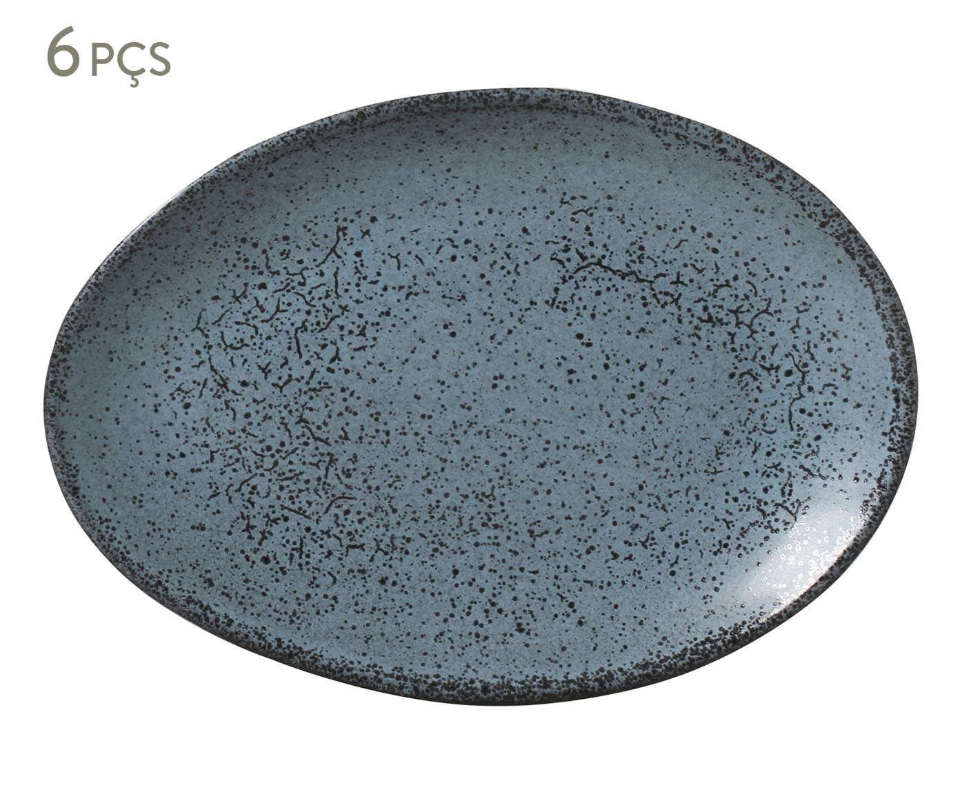 Jogo de Pratos para Sobremesa Oval Org&acirc;nico Night Sky Azul - image 0
