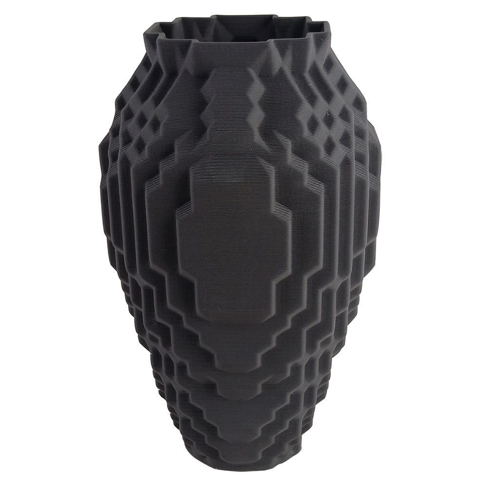 Vaso em Cer&acirc;mica Squares Maior Preto 3D - image 0