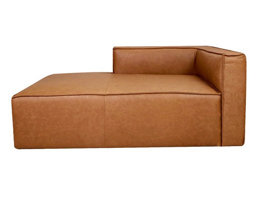 Sof&aacute; M&oacute;dulo Chaise Esquerdo Mensa em Couro Caramelo image number 2