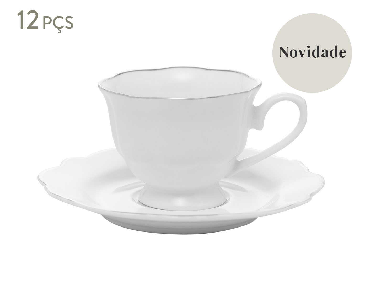 Jogo de X&iacute;caras para Caf&eacute; com Fio Prateado Maldivas - image 0