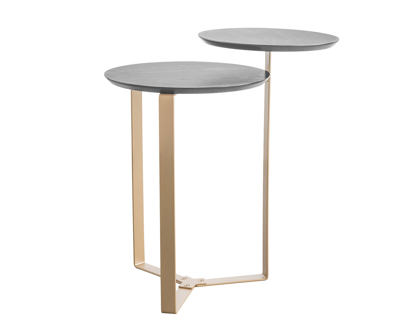 Mesa de Centro Dois Tampos Chanfrada Org&acirc;nica Nero e Dourado - image 1