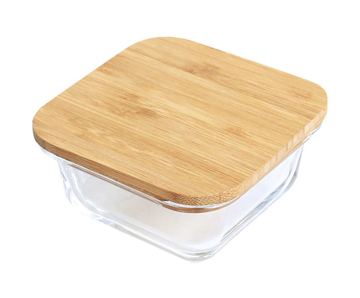 Pote Quadrado Tampa Flat Bambu - 320ml - image 0