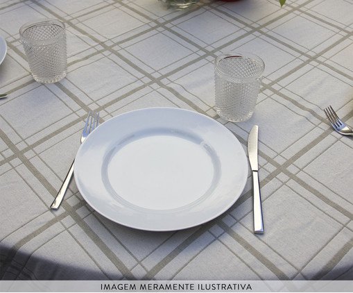 Toalha de Mesa Off White e Cinza Redonda - image 1