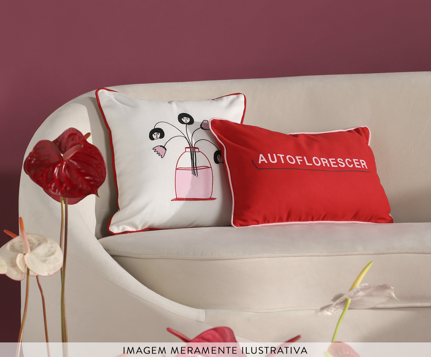 Capa de Almofada Estampada Marcela Scheid Autoflorescer Vermelha - image 1