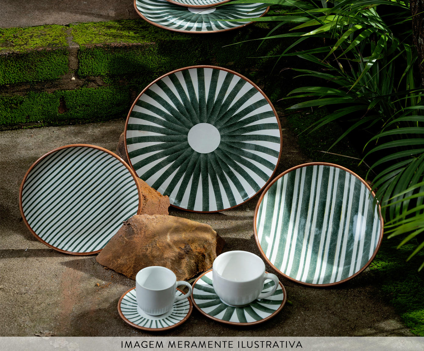 Jogo de Pratos Fundo Coup Stoneware Equador Abstrato - image 1