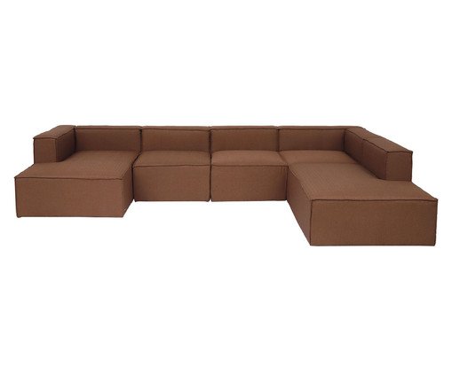 Sof&aacute; 5 M&oacute;dulos Chaise e Encosto Parcial Esquerdo Mensa Terracota - image 0