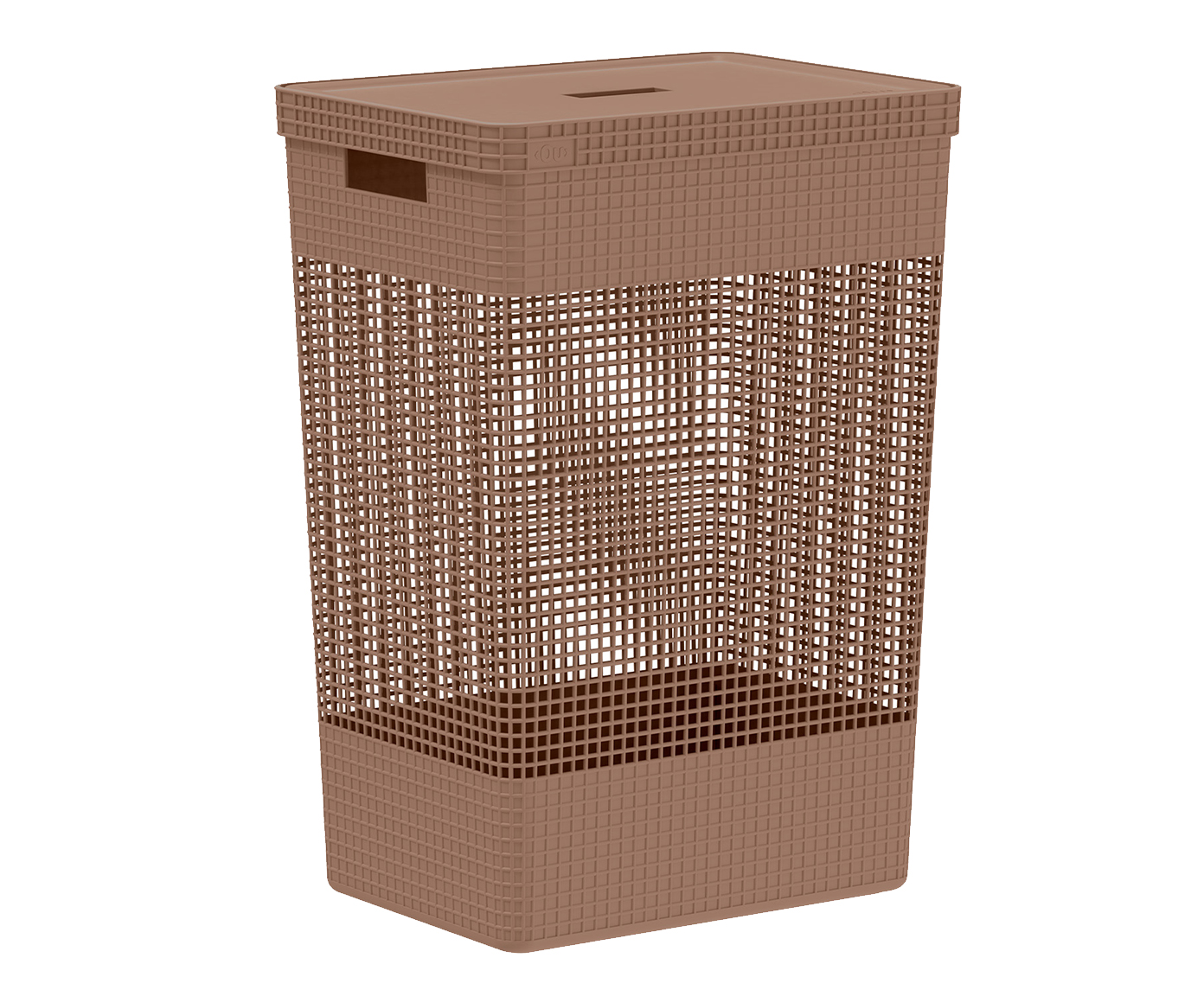 Cesto de Roupas Grid com Tampa Marrom - image 0