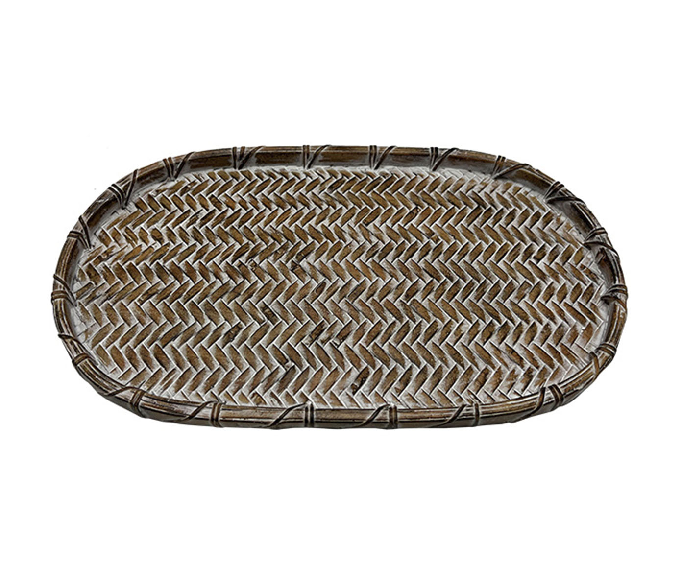 Bandeja Decorativa Tramada Biote Marrrom e Branco - image 0