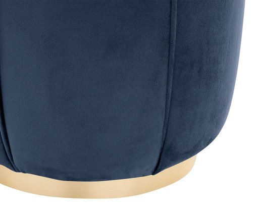 Puff Luna com Base Dourada em Veludo Azul Marinho image number 3