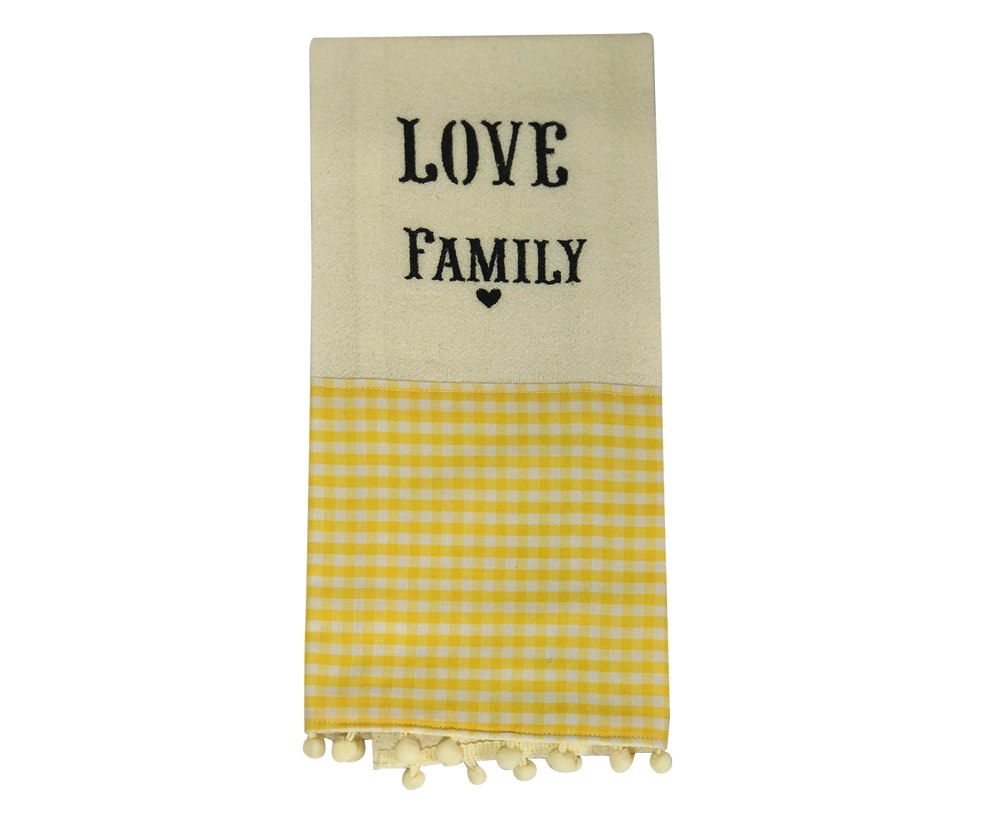 Pano de Prato Cr&uacute; Love Family Listras Amarelo - image 0