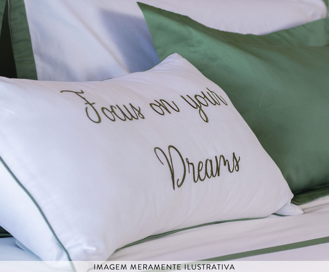 Almofada Bordada Focus On Your Dreams Branco Verde image number 3