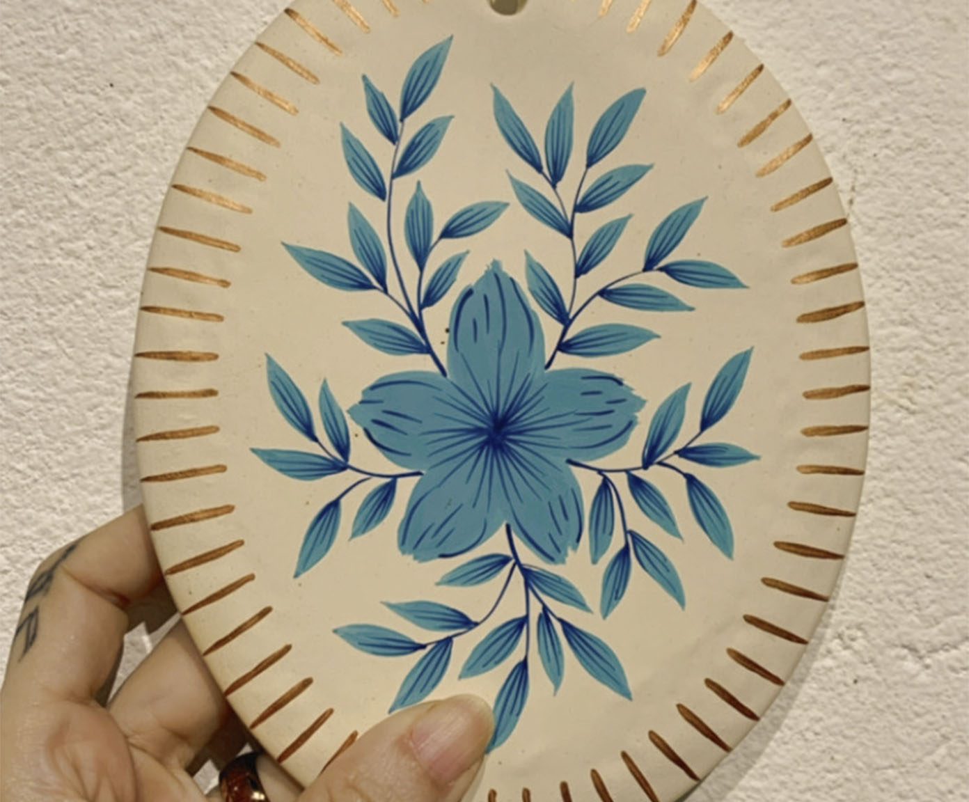 Plaquinha de Parede Floral Azul M&eacute;dio - image 1
