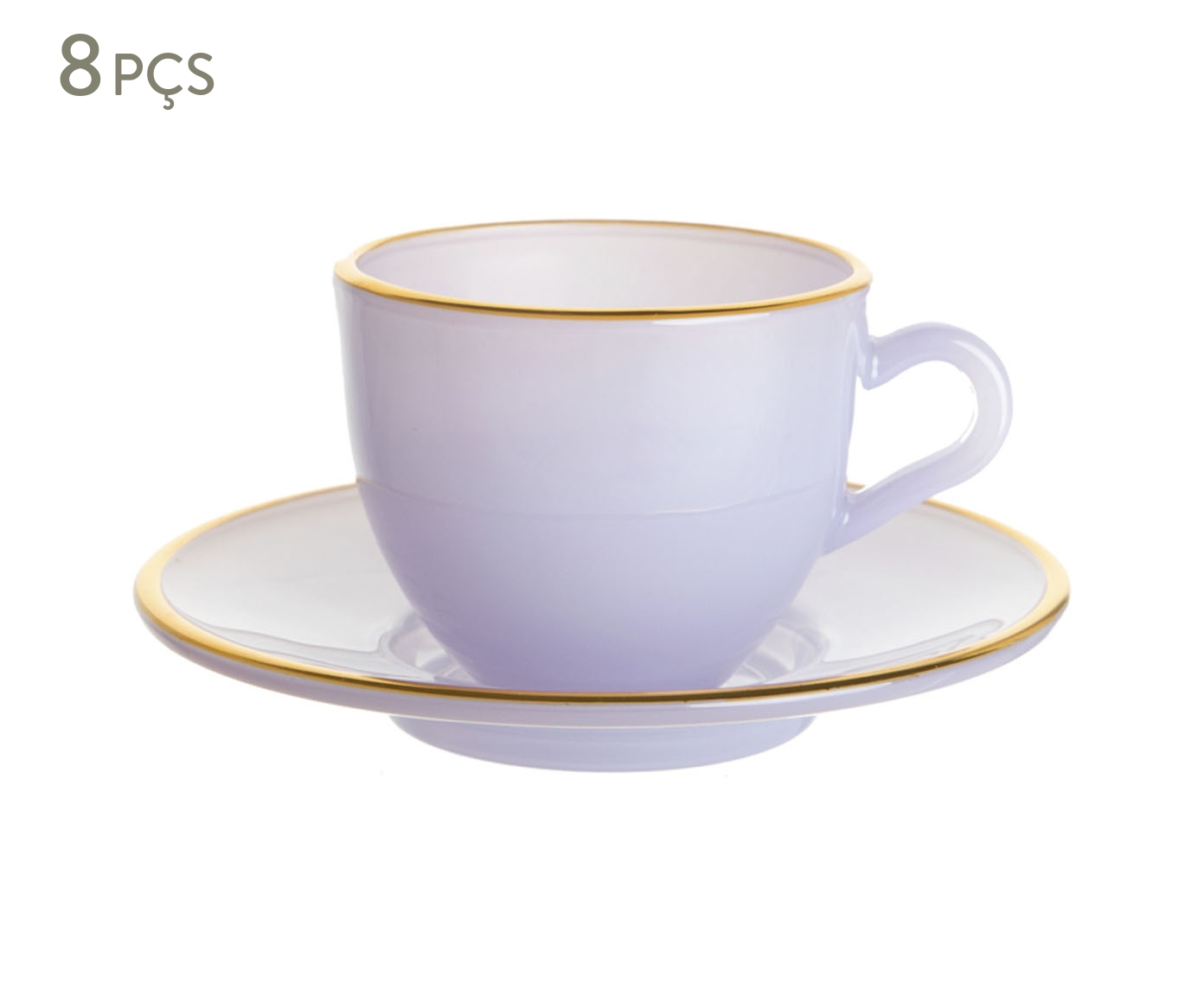 Jogo de X&iacute;caras para Caf&eacute; com Borda Dourada Matte Lilas - image 0