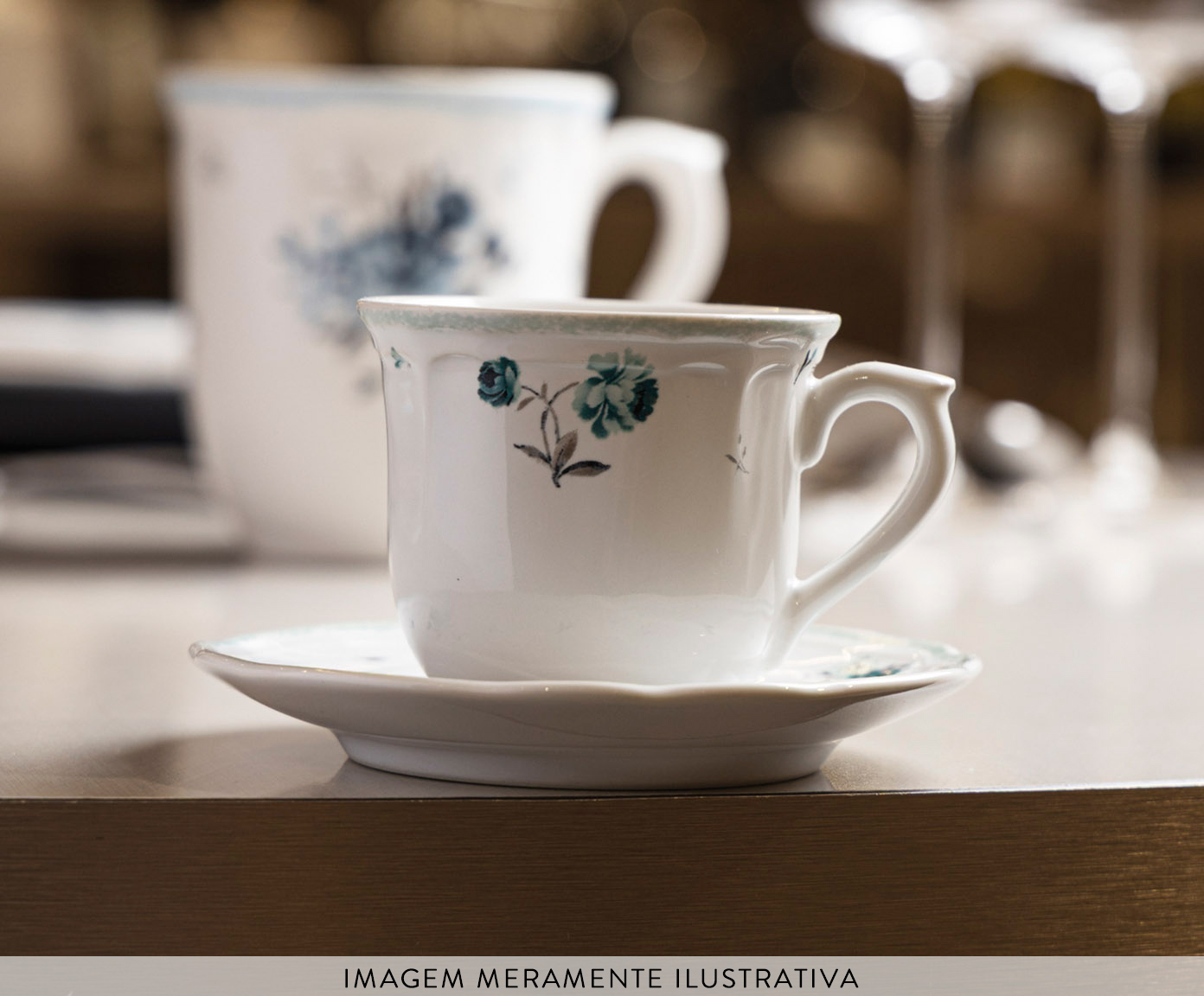 X&iacute;cara para Caf&eacute; com Pires Florescer Azul image number 3