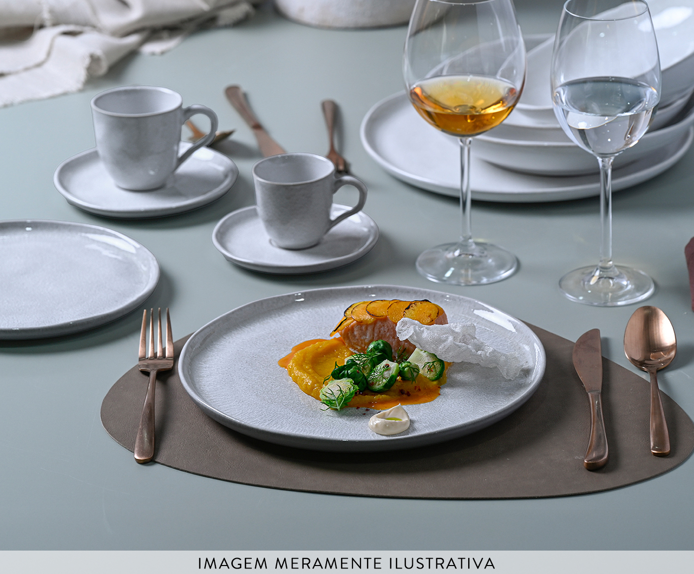 Jogo de X&iacute;cara para Caf&eacute; Bio Luz Branco Acinzentado - image 1