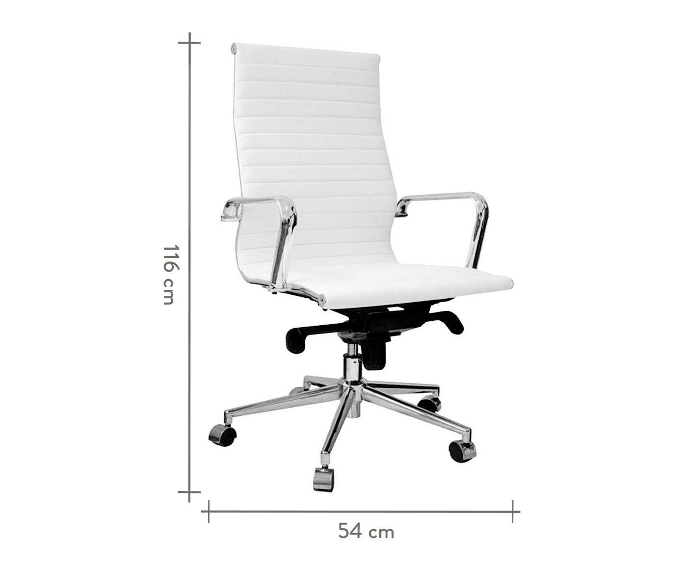Cadeira Girat&oacute;ria com Rod&iacute;zios Alta Office Eames Esteirinha Branca image number 3